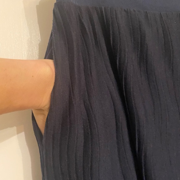 Anthropologie navy plisse wide leg pant. - Picture 4 of 7